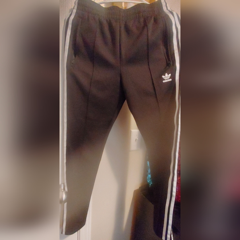 NWOT Womens Size Sm Adidas Black w/ White Stripes Track Pants